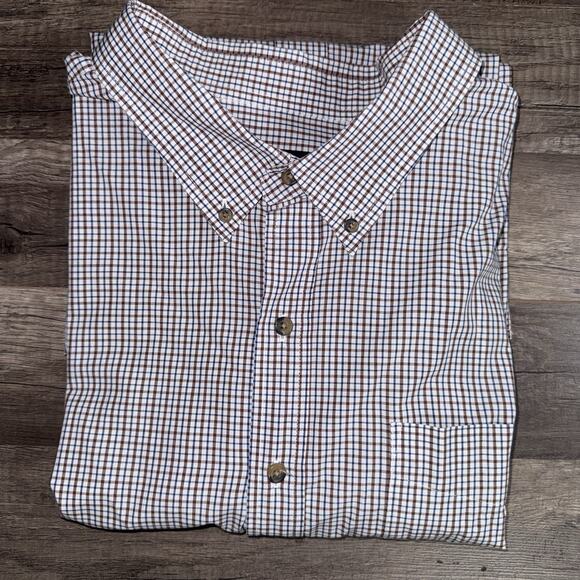 Harbor Bay Shirt Mens 3XL White/blue Plaid Short Sleeve Button Down Classic - Picture 1 of 6